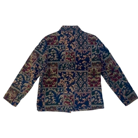 Vintage Lemon Grass Patchwork Tapestry Lightweight Button Front Jacket Blazer - Picture 3 of 12